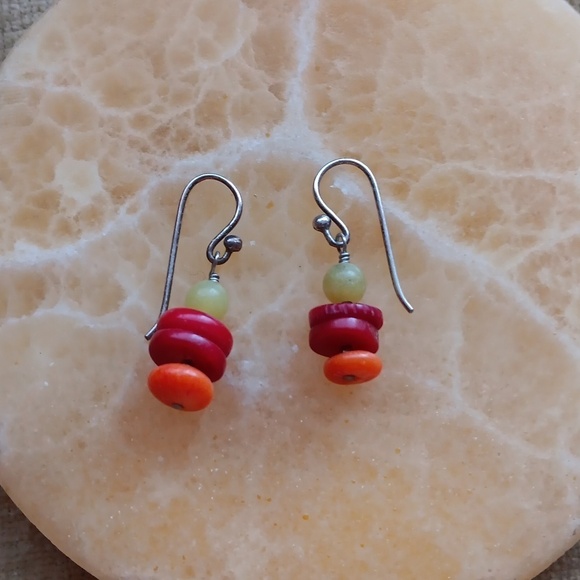 Silver Tone Beaded Hook Earrings - Picture 5 of 6